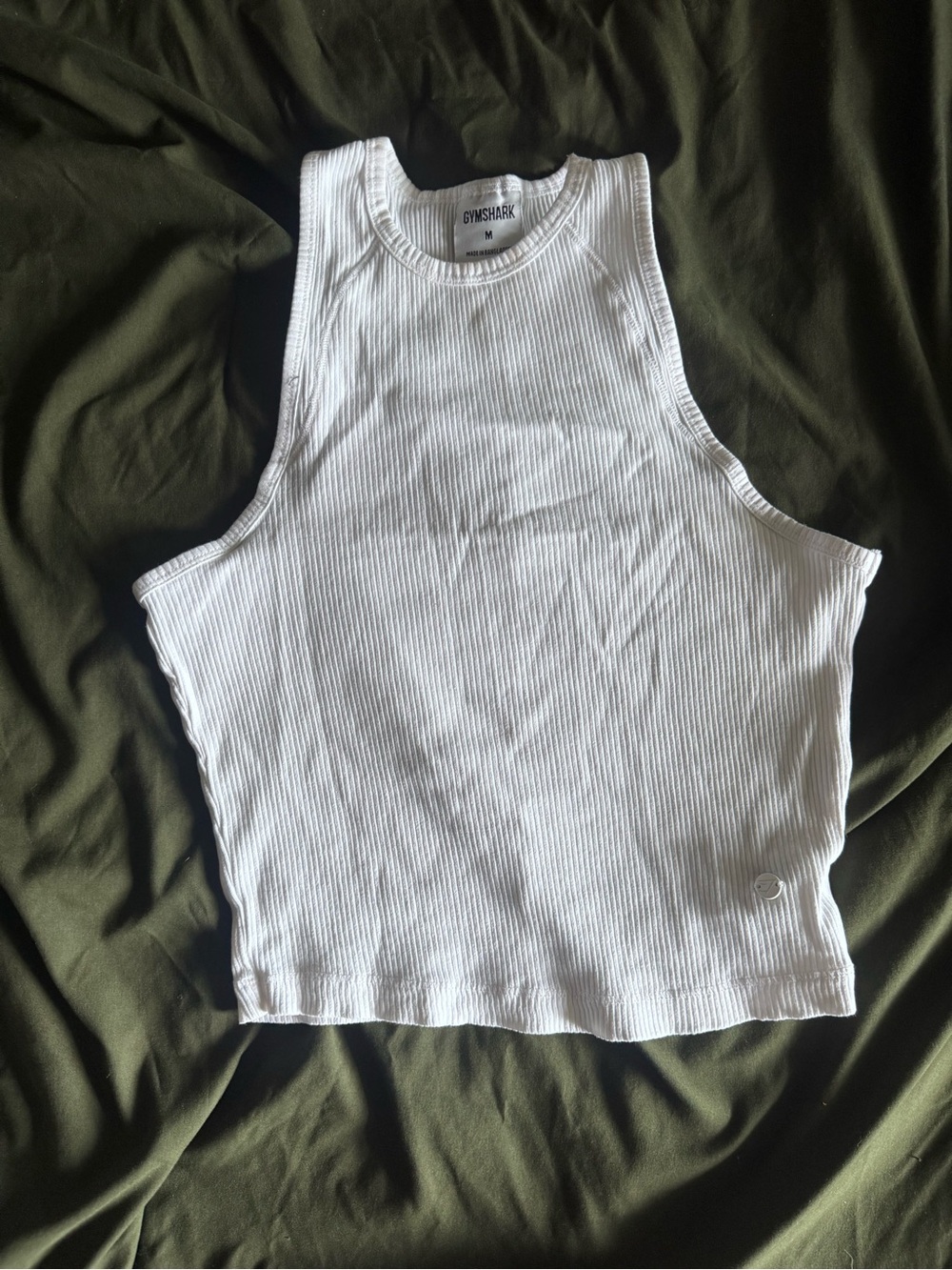 Gymshark White Ribbed Crewneck Crop Tank
